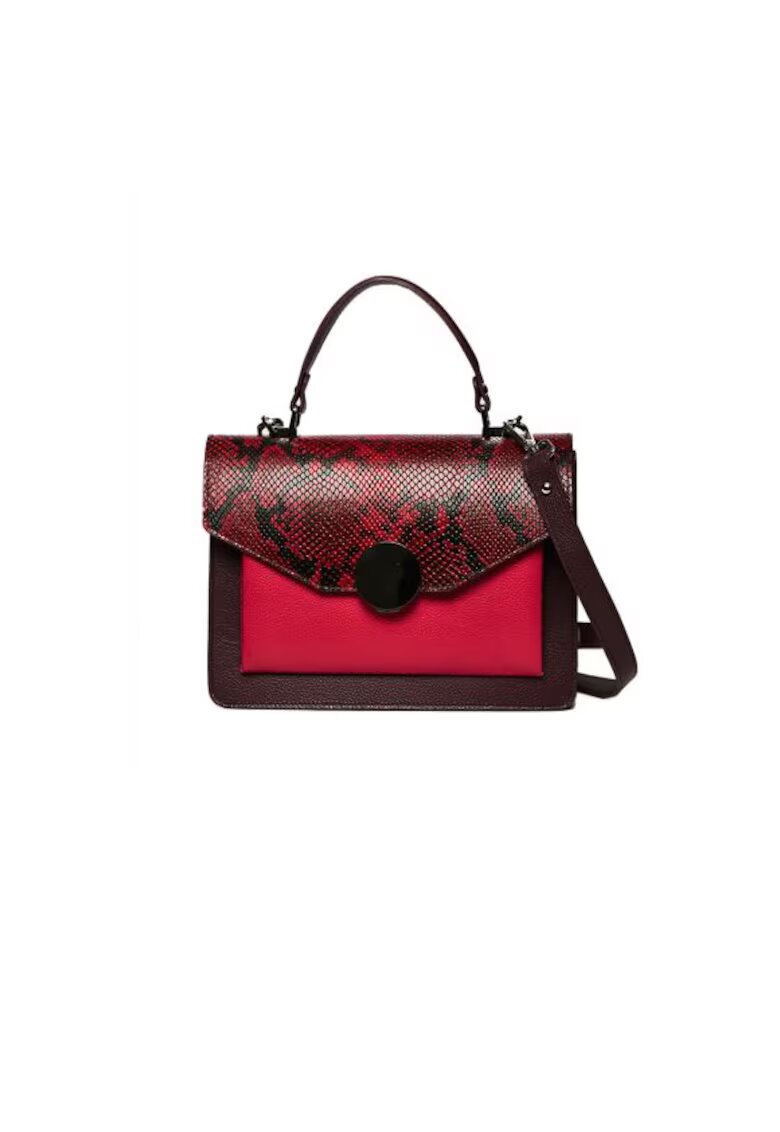 ANNA FELLINI Geanta dama piele - Ema - rosu - 27x11x20 cm