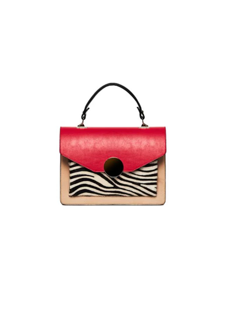 ANNA FELLINI Geanta dama piele - Ema - rosu capucino - 27x11x20 cm