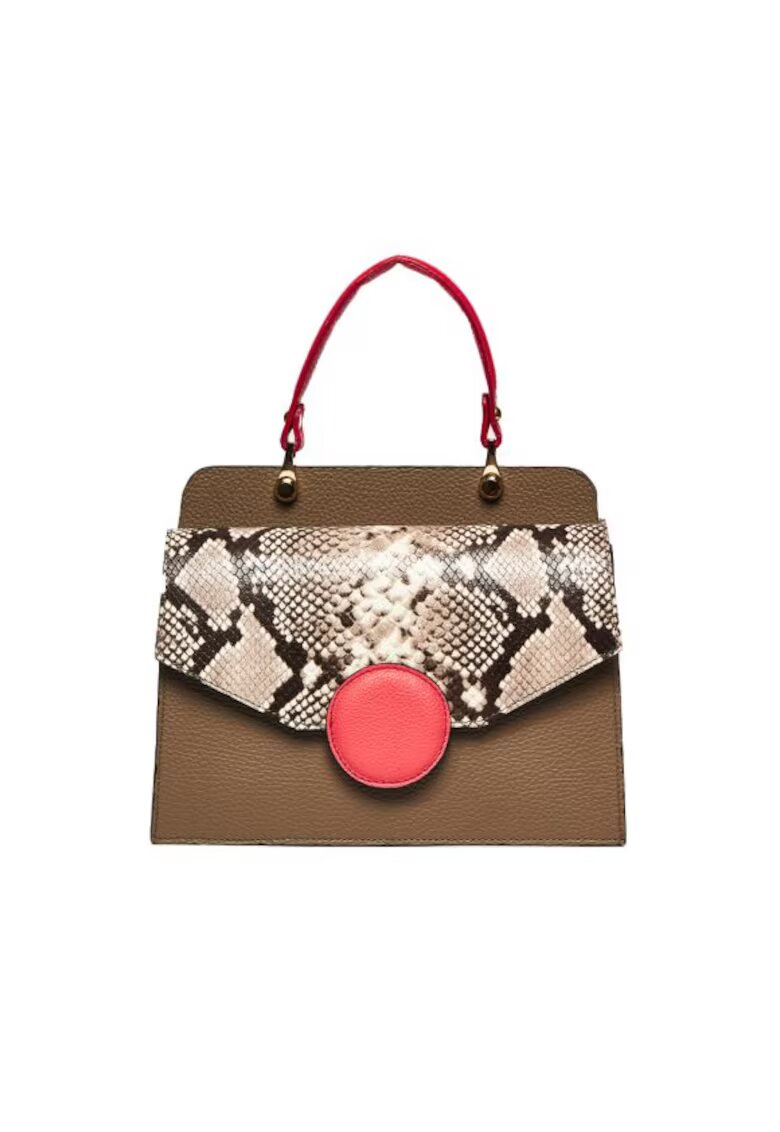 ANNA FELLINI Geanta dama piele - Felicia - grej coral - 26x12x20 cm