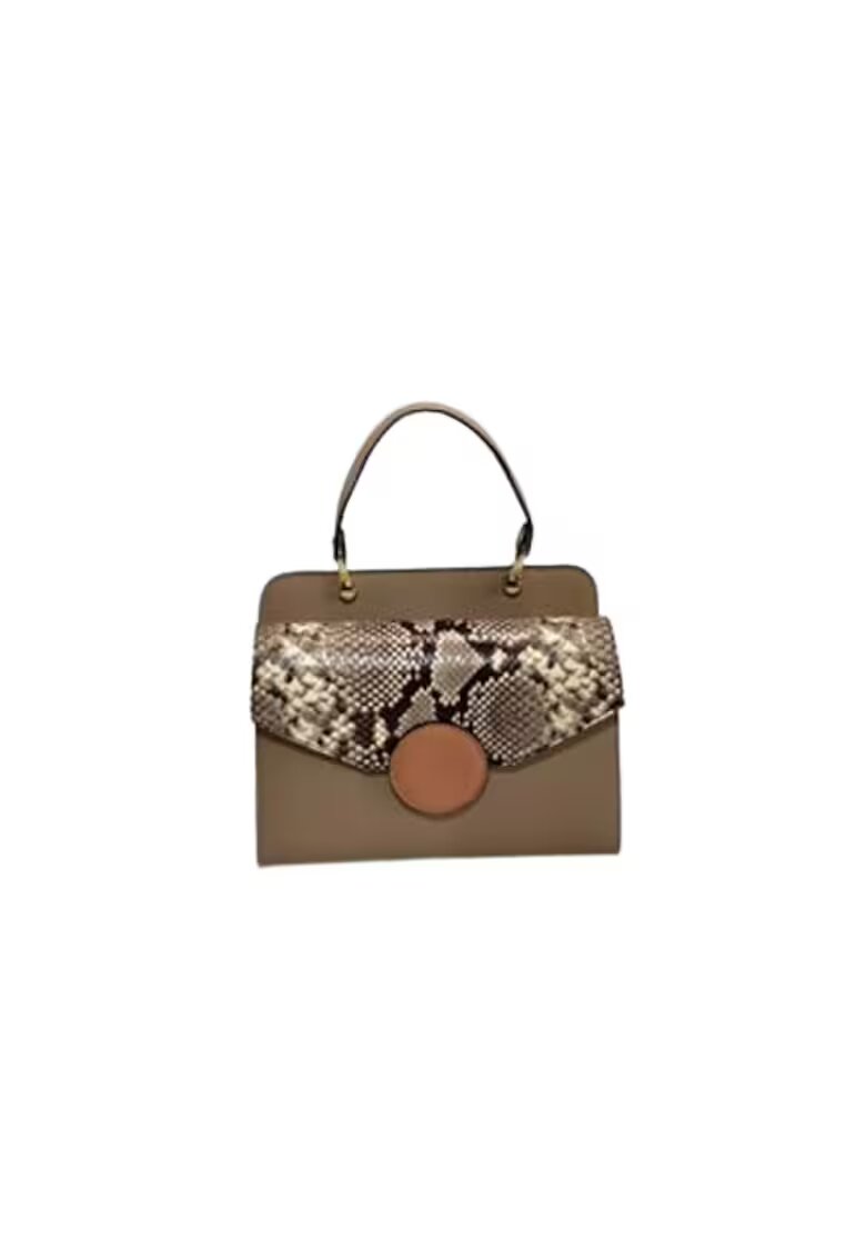ANNA FELLINI Geanta dama piele - Felicia - grej somon - 26x12x20 cm