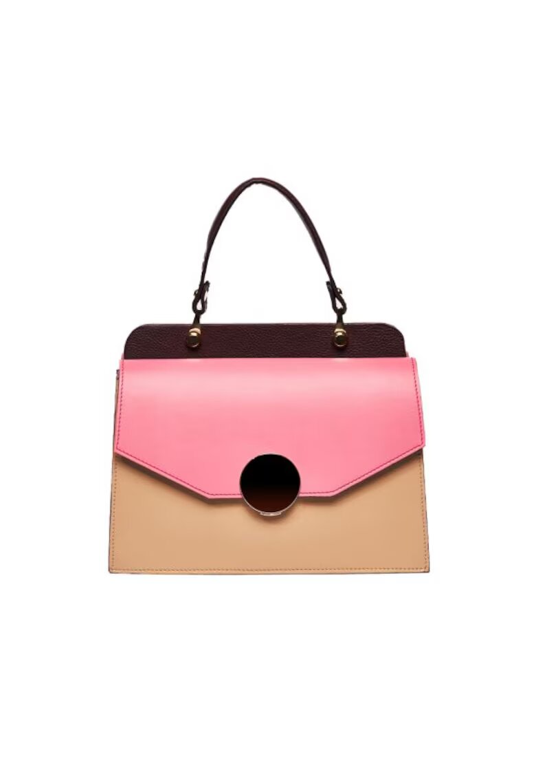 ANNA FELLINI Geanta dama piele - Felicia - roz capuccino - 26x12x20 cm