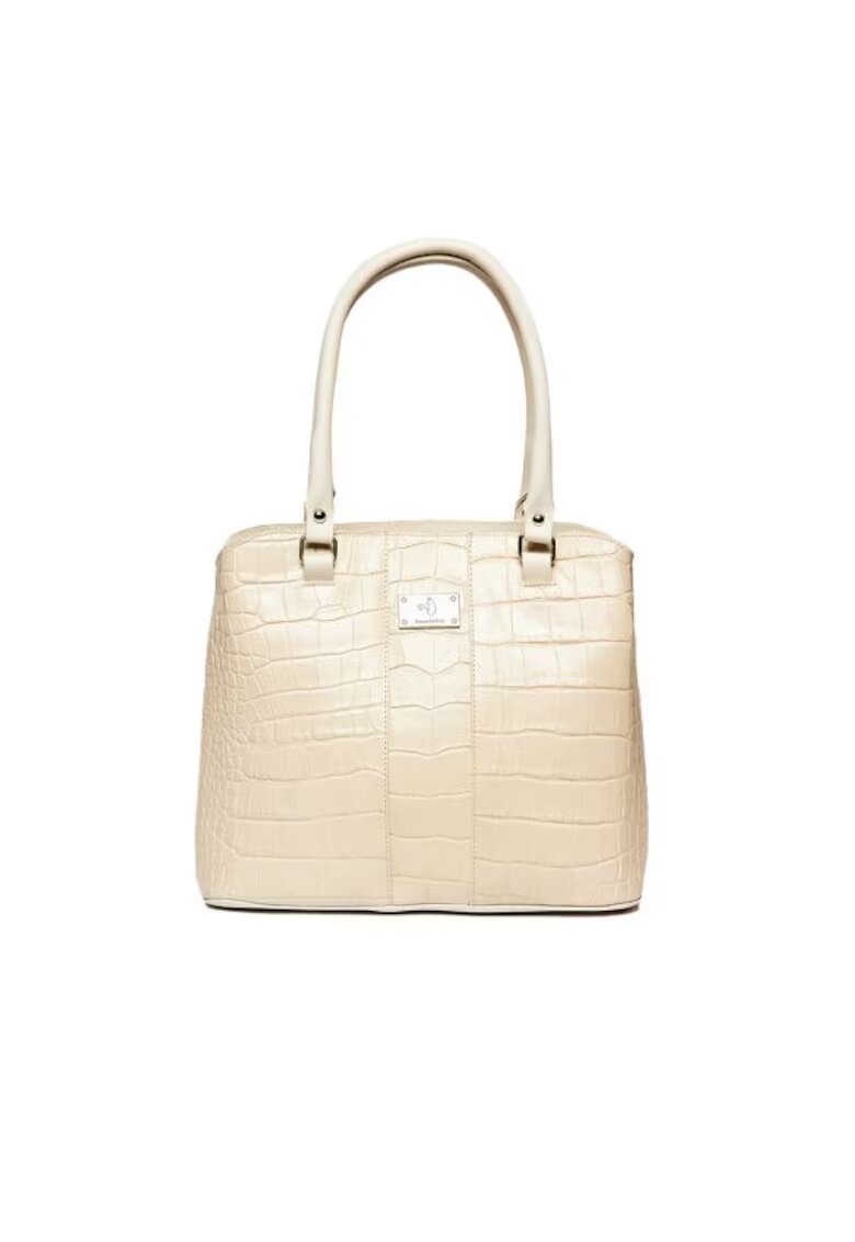 ANNA FELLINI Geanta dama piele - Gerda - bej - 26x12x20 cm