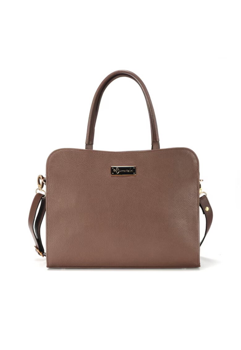ANNA FELLINI Geanta dama piele - Hanna 4B - 32x10x27 - Maro inchis