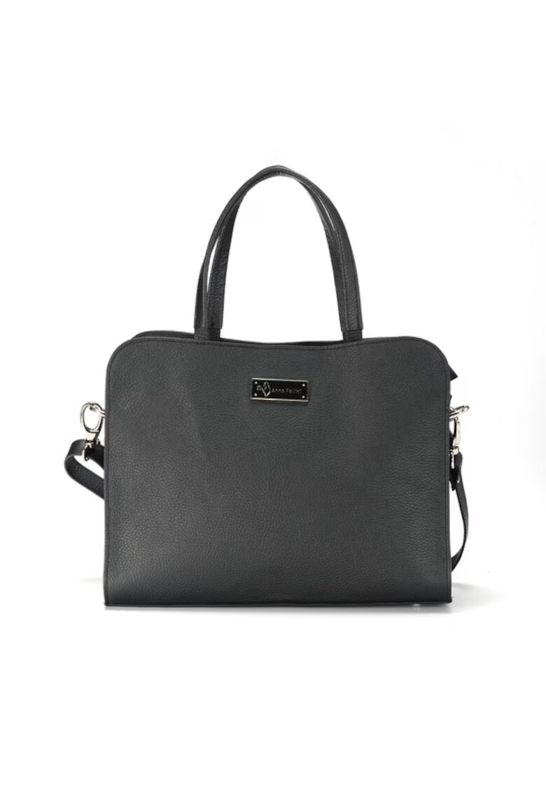 ANNA FELLINI Geanta dama piele - Hanna 4B - 32x10x27 - Negru