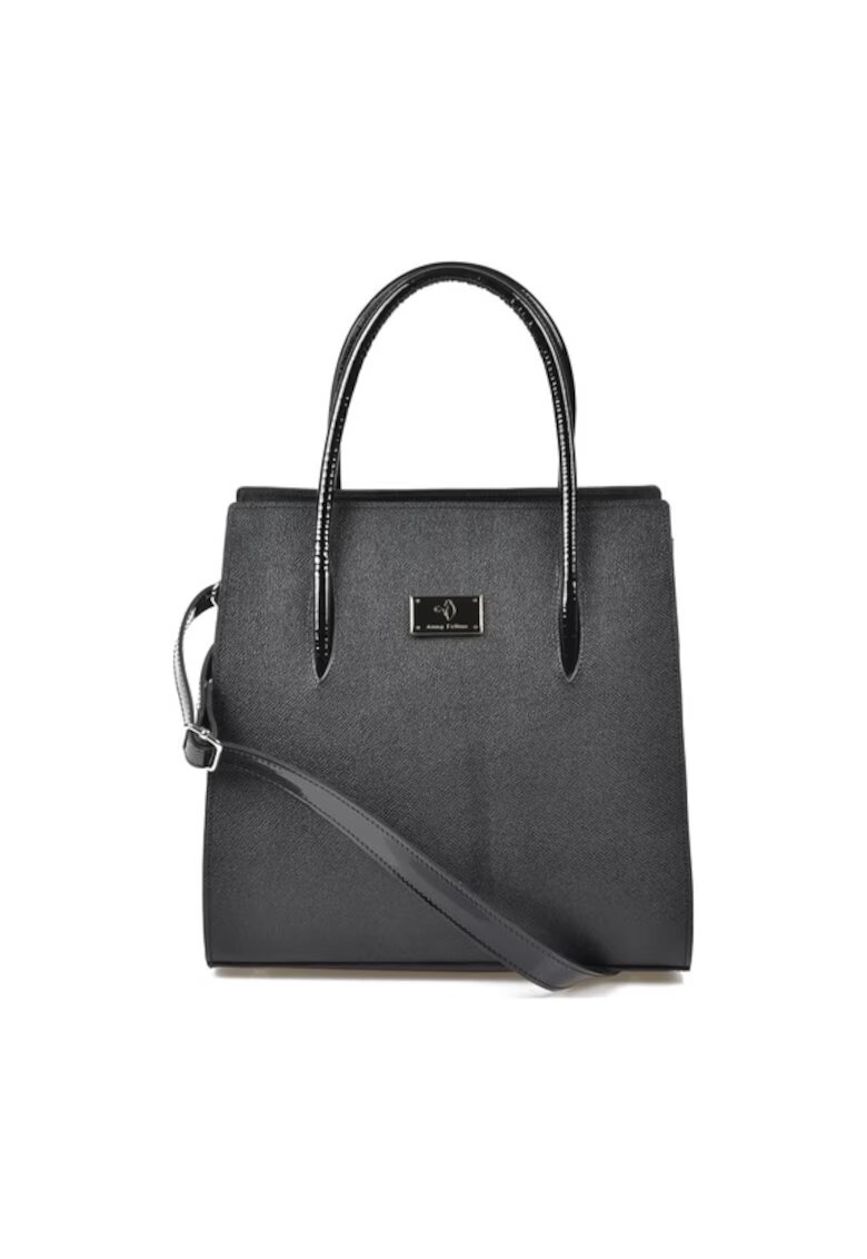 ANNA FELLINI Geanta dama piele - Hanna 5 - negru - 30x12x30 cm