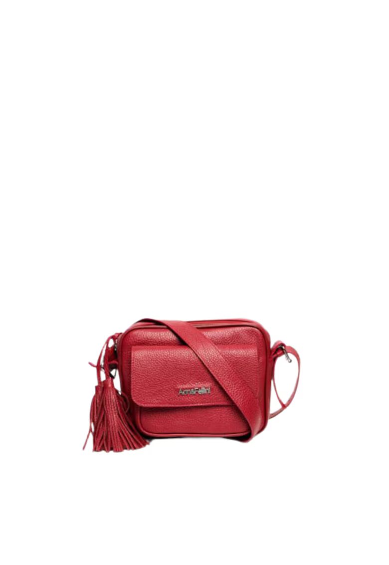 ANNA FELLINI Geanta dama piele - Lucy - rosu - 22x10x17 cm