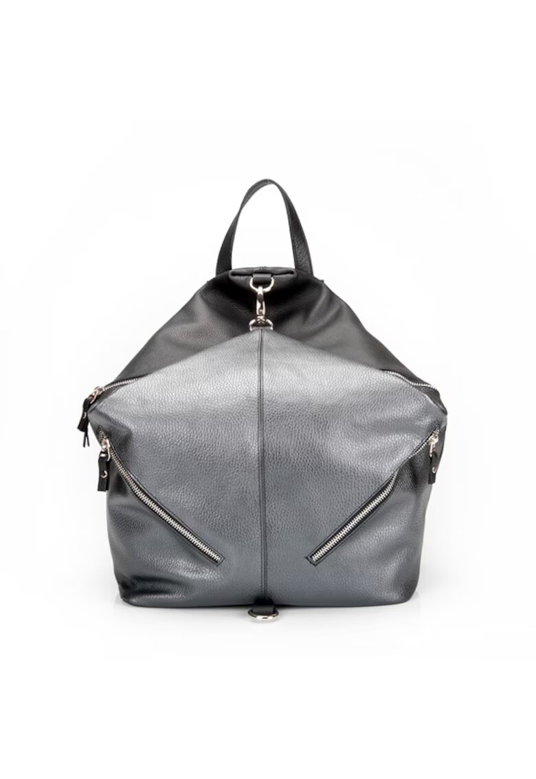 ANNA FELLINI Geanta dama piele - Mabella mare - gri - 36x20x33 cm