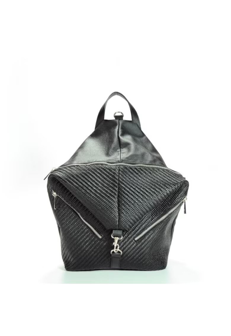 ANNA FELLINI Geanta dama piele - Mabella mica - neagra - 34x15x36 cm