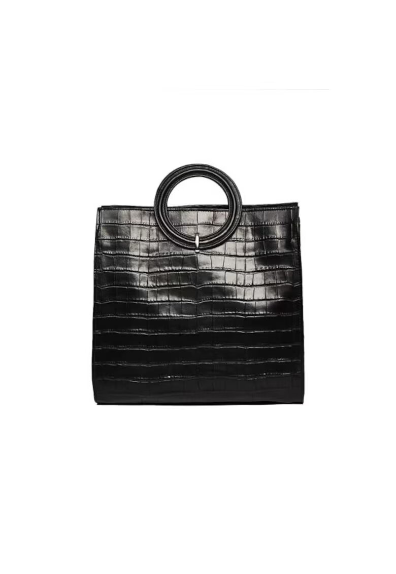 ANNA FELLINI Geanta dama piele - Olimpia - neagra - 22x10x17 cm