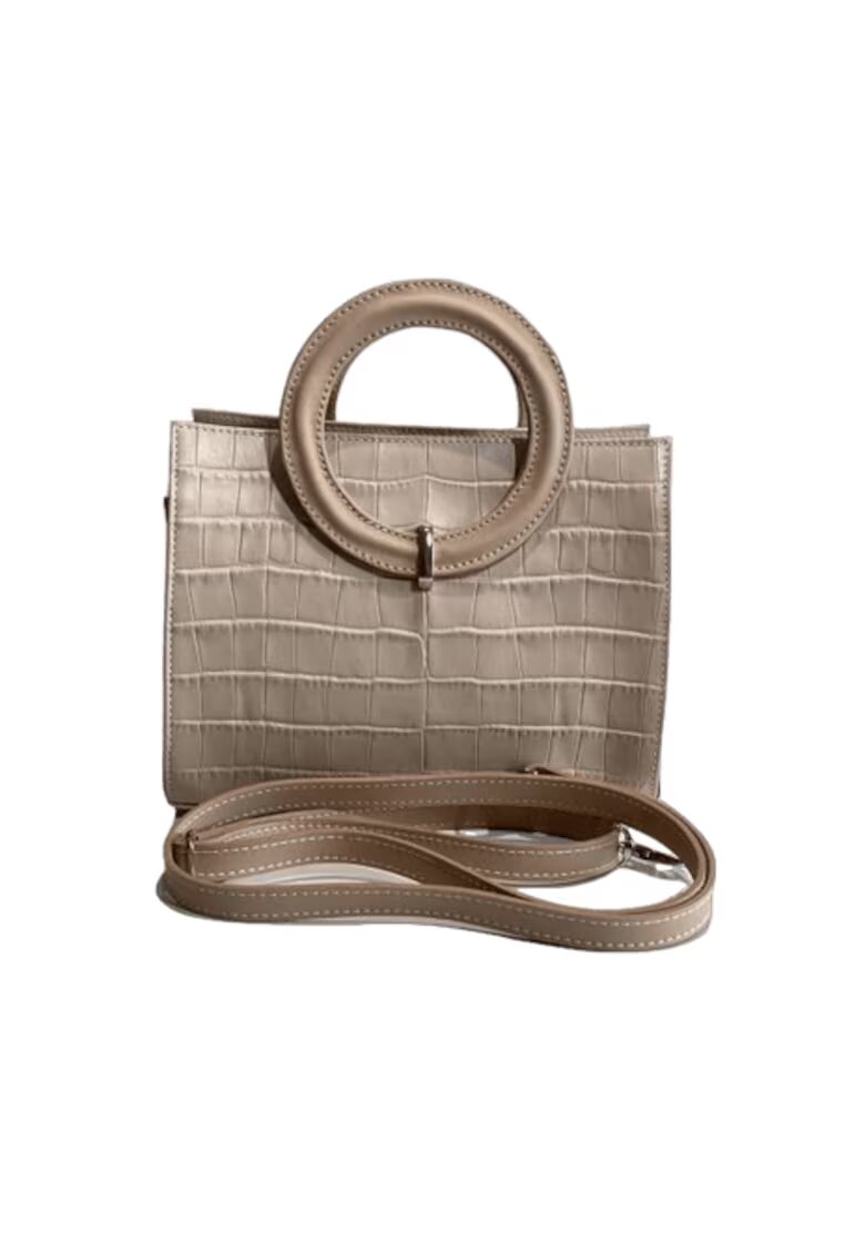 ANNA FELLINI Geanta dama piele - Olivia - croco nude - 22x10x17 cm