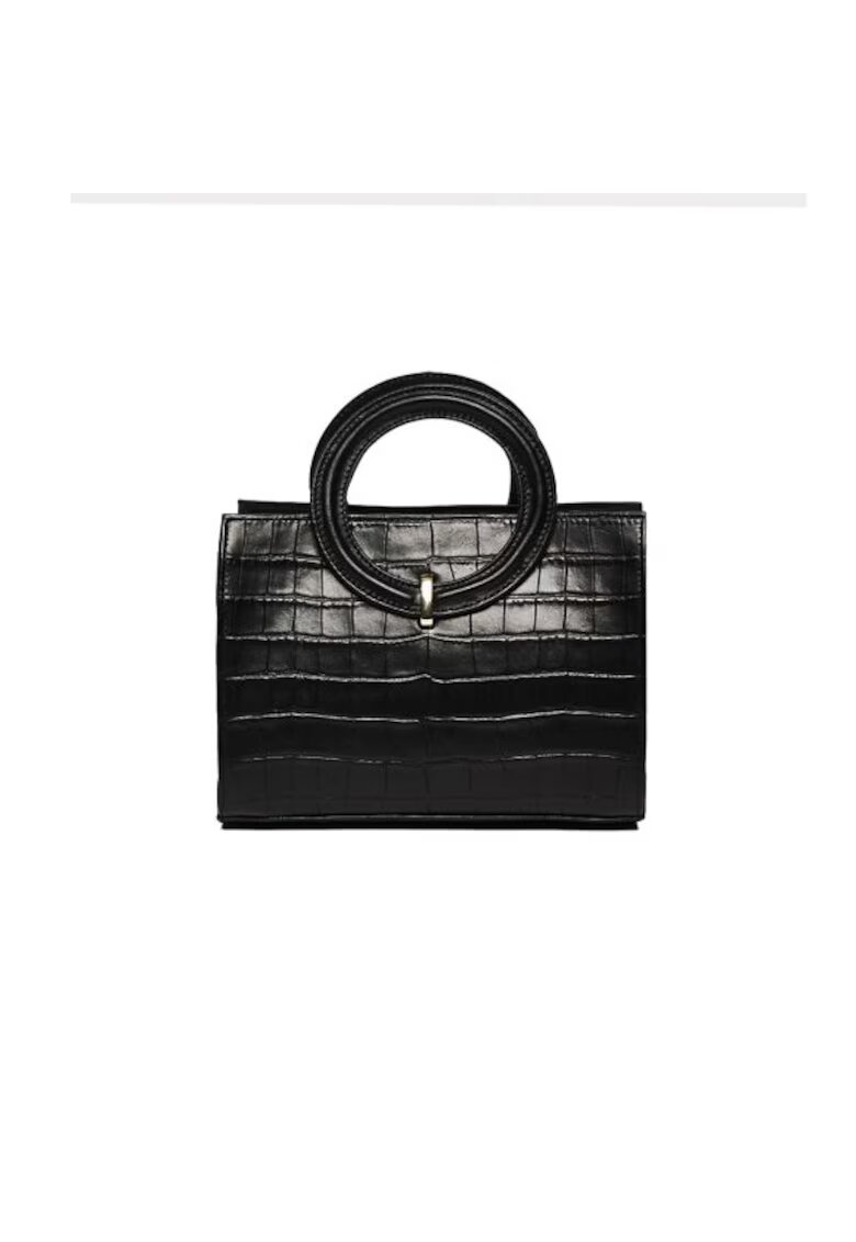 ANNA FELLINI Geanta dama piele - Olivia - negru - 22x10x17 cm