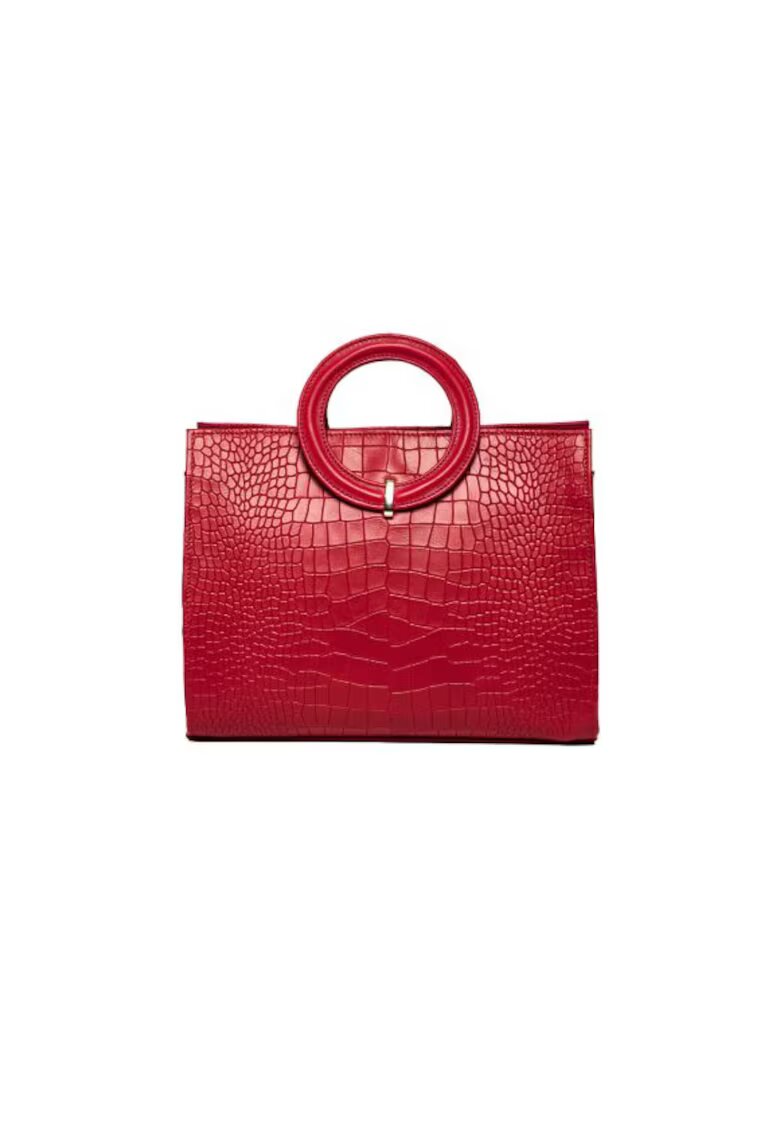 ANNA FELLINI Geanta dama piele - Otilia - rosu - 29x10x22 cm