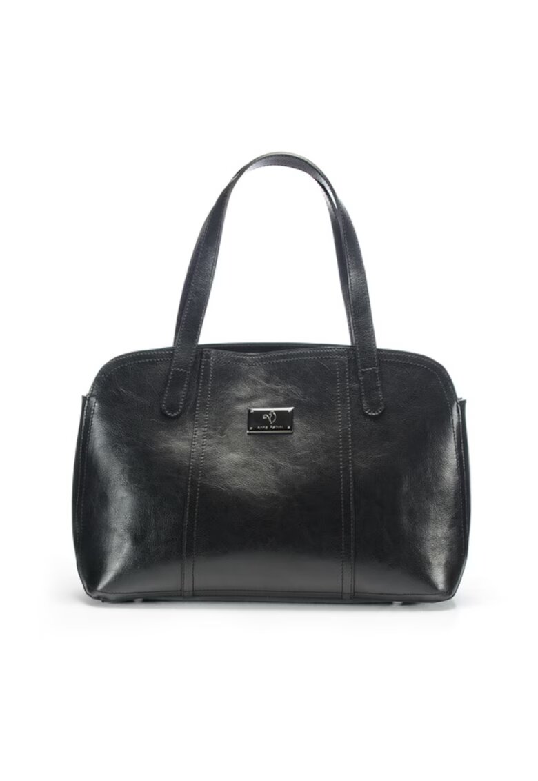 ANNA FELLINI Geanta dama piele - Papion mijlociu - negru - 37x10x24 cm