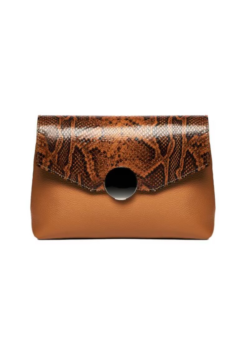 ANNA FELLINI Geanta dama piele - Plic Adriana - coniac - 26x6x18 cm