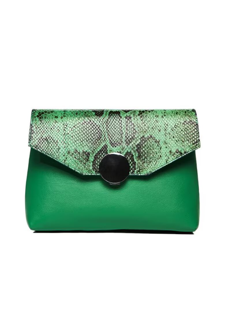 ANNA FELLINI Geanta dama piele - Plic Adriana - verde - 32x5x24 cm