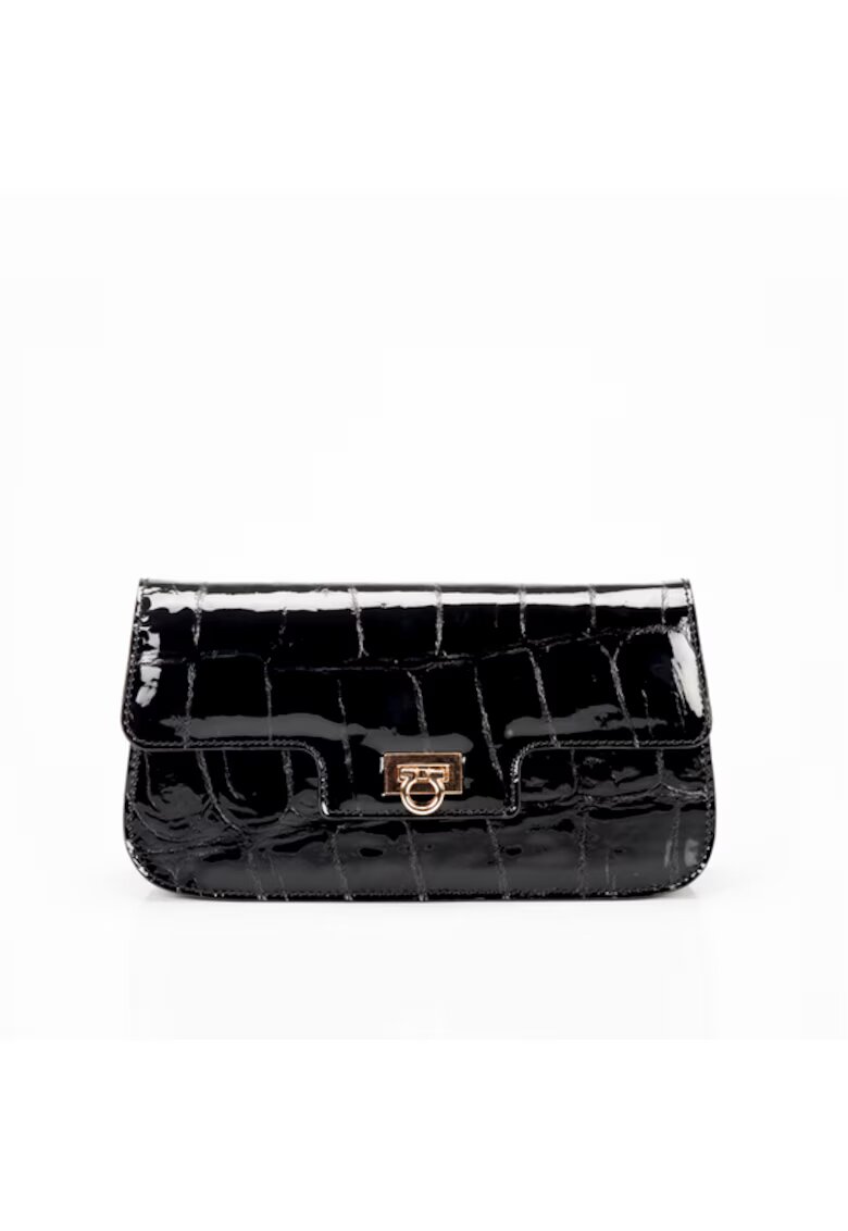 ANNA FELLINI Geanta dama piele - Plic Laura 37 - negru - 24x4x12 cm