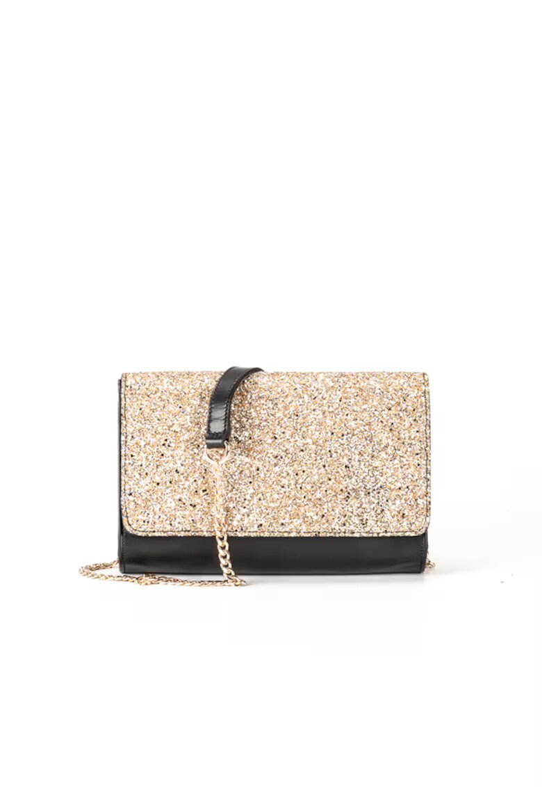 ANNA FELLINI Geanta dama piele - Plic Laura 41 CR sclipici auriu - 26x7x17 cm