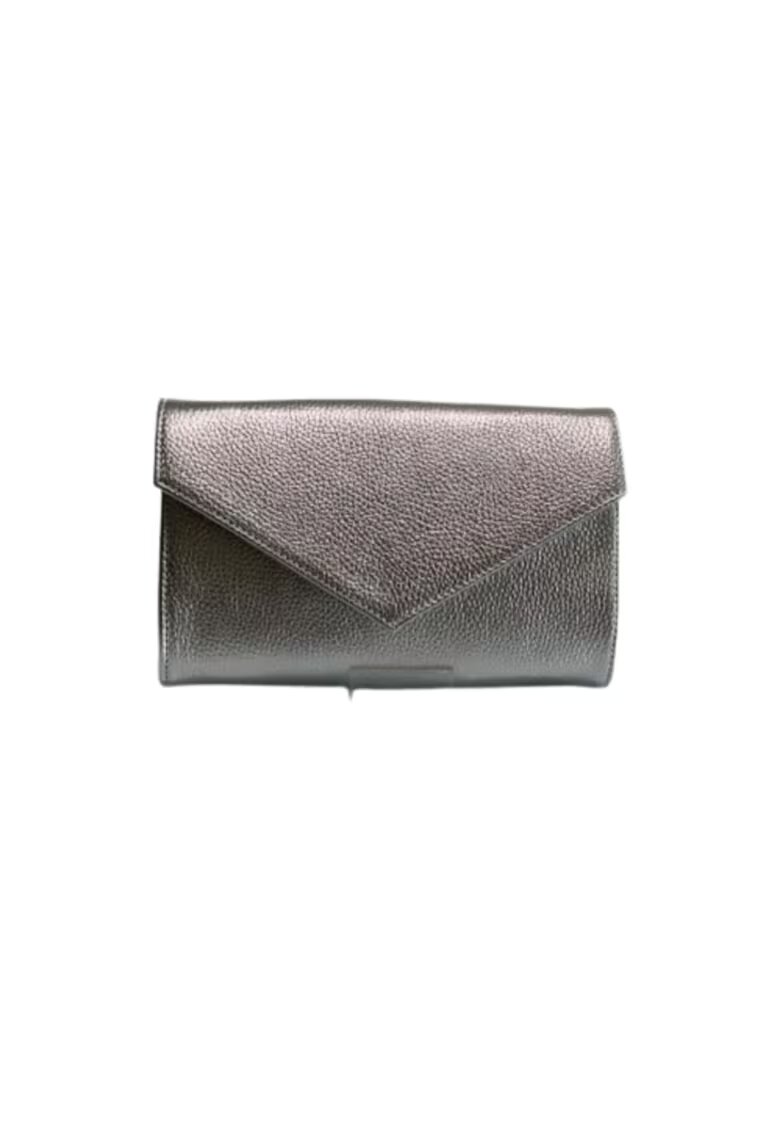 ANNA FELLINI Geanta dama piele - Plic One mic argintiu - 22x5x15 cm