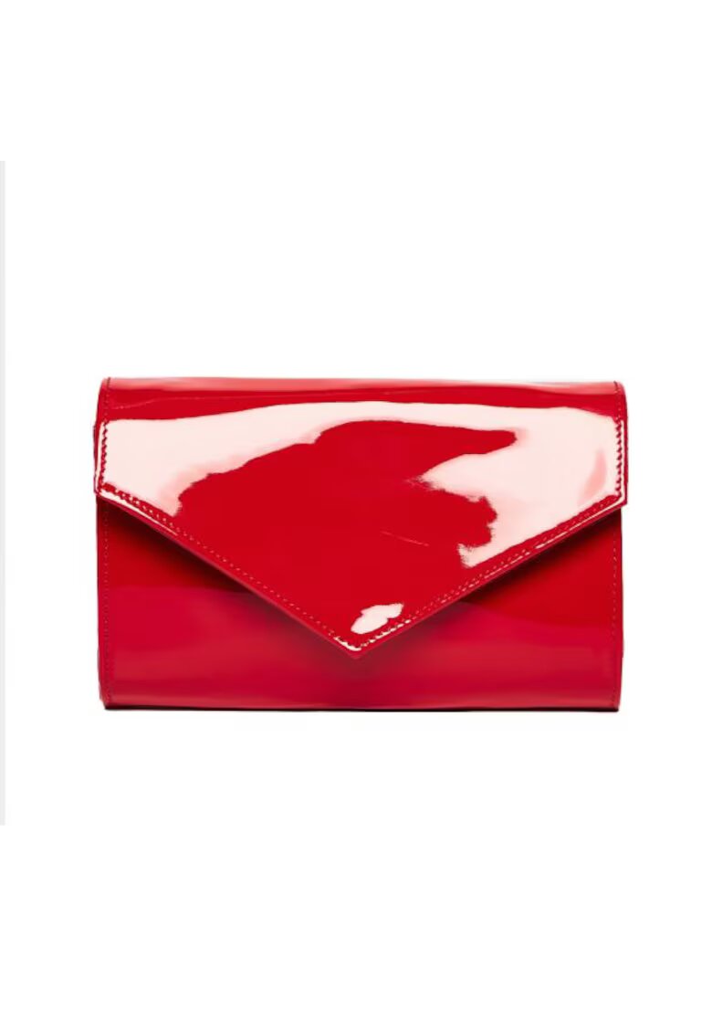 ANNA FELLINI Geanta dama piele - Plic one mic - lac rosu - 22x5x15 cm