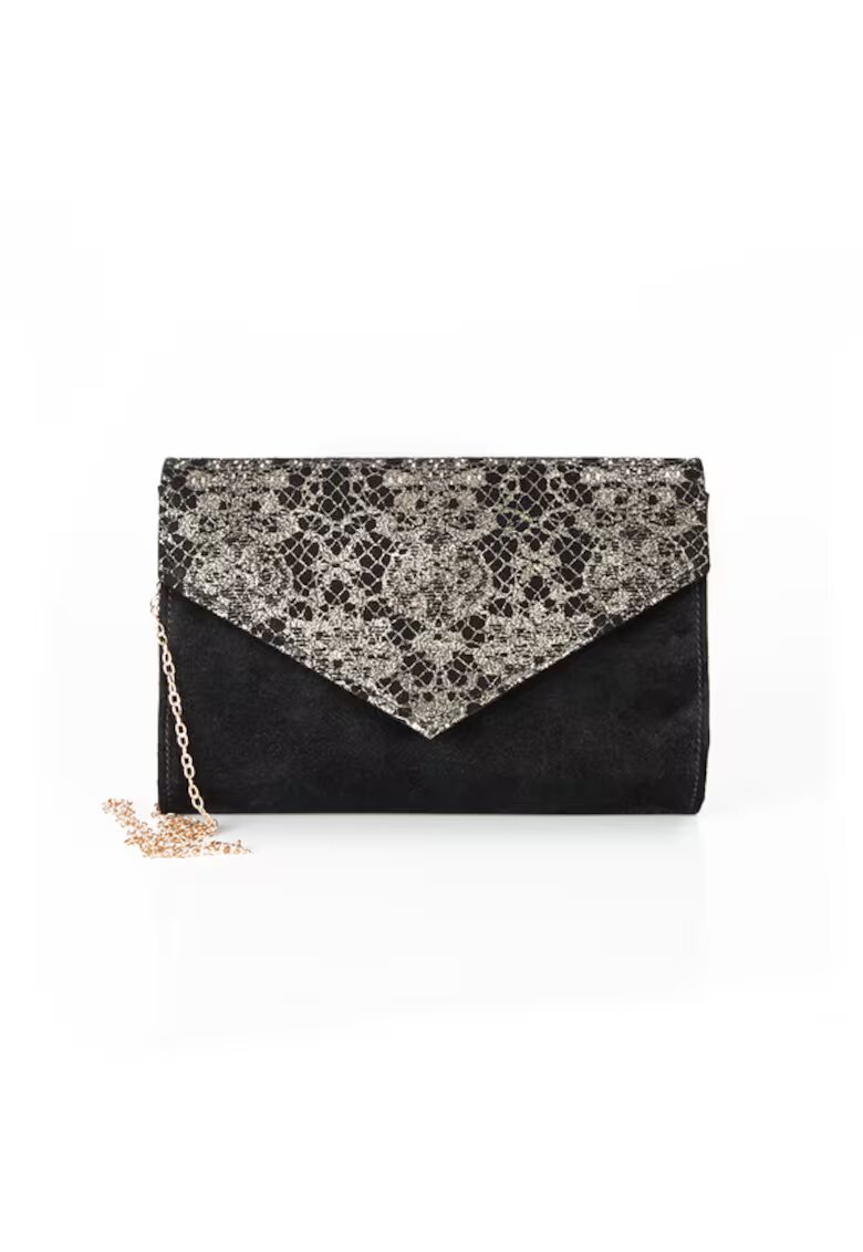 ANNA FELLINI Geanta dama piele - Plic One mic - negru - 22x5x15 cm