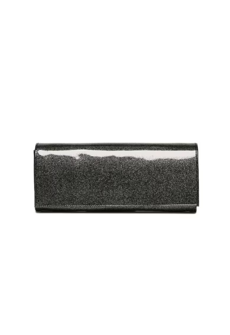 ANNA FELLINI Geanta dama piele - Plic Rama - lac negru cu sclipici auriu - 30x4x13 cm