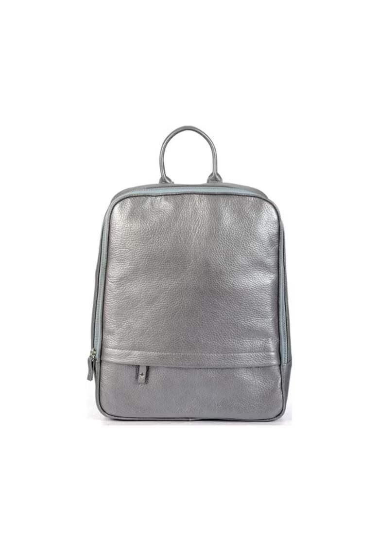 ANNA FELLINI Geanta dama piele - Rucsac 2 - argintiu - 28x15x28 cm