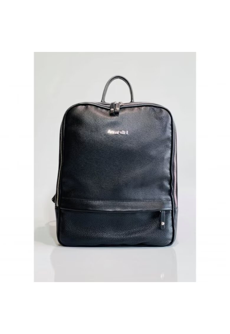 ANNA FELLINI Geanta dama piele - Rucsac 2 - negru - 28x15x28 cm