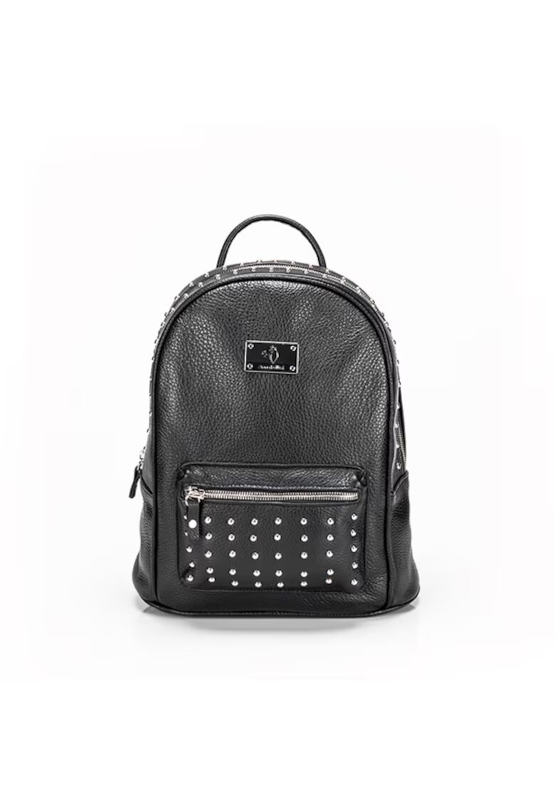 ANNA FELLINI Geanta dama piele - Rucsac 3 intermediar cu tinte - negru - 26x14x26 cm