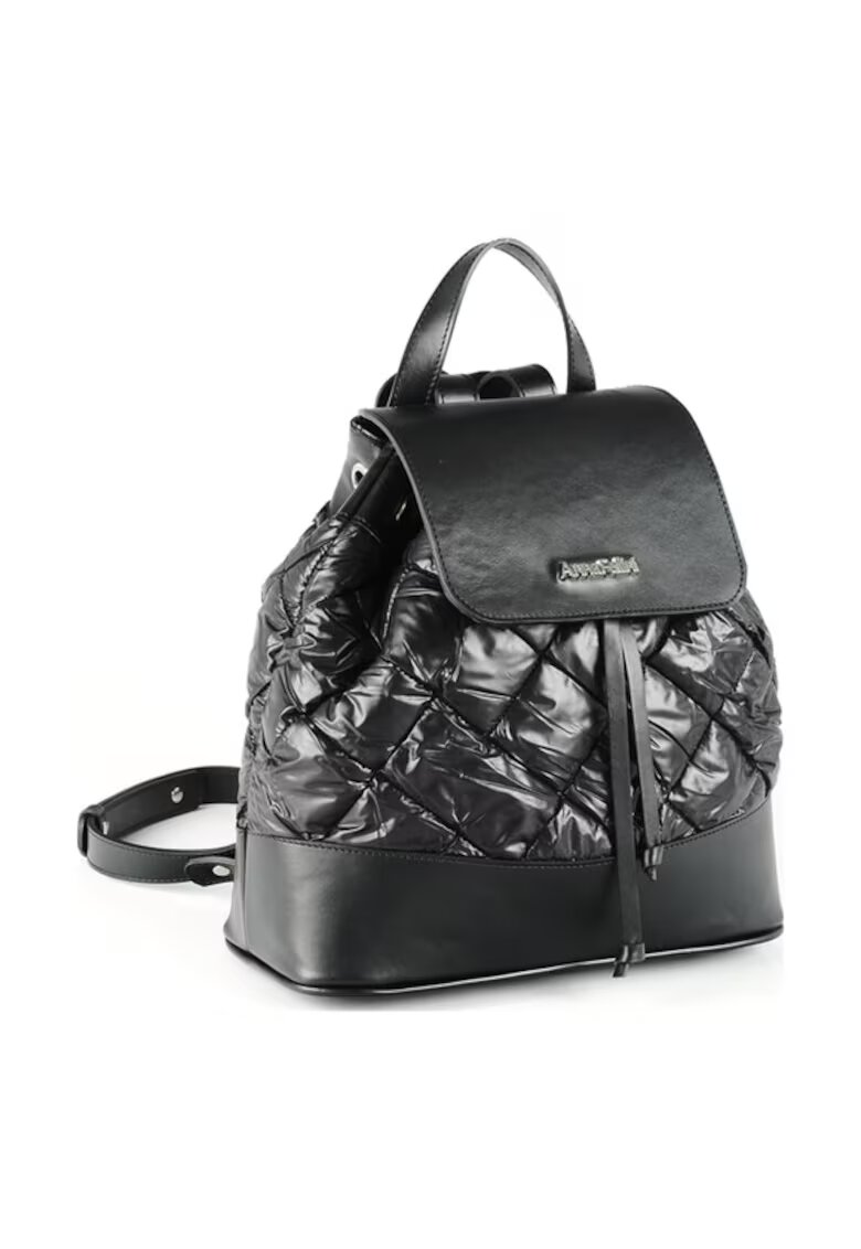 ANNA FELLINI Geanta dama piele - Rucsac mic matlasat - negru - 30x9x30 cm