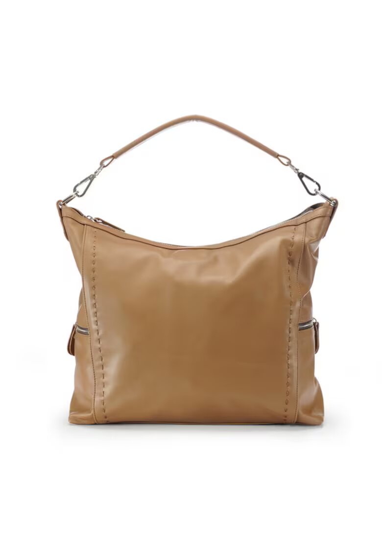 ANNA FELLINI Geanta dama piele - Saculet Dora - coniac - 42x12x32 cm
