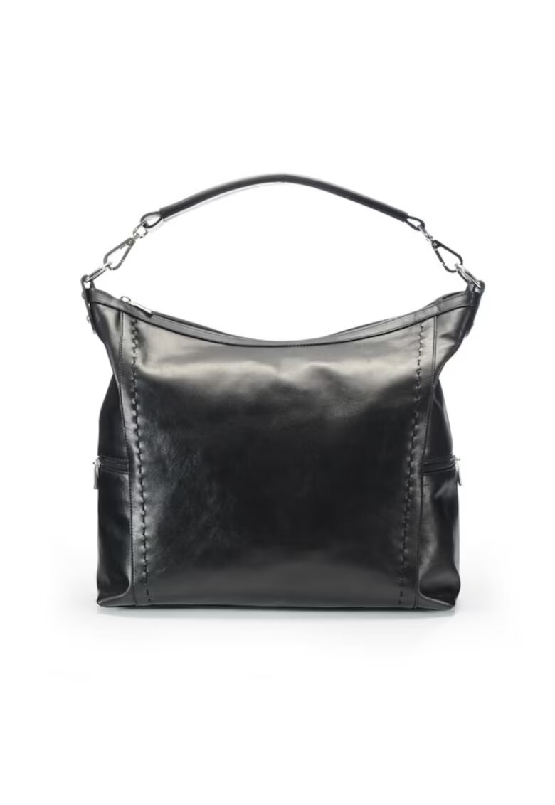 ANNA FELLINI Geanta dama piele - Saculet Dora - negru - 42x12x32 cm