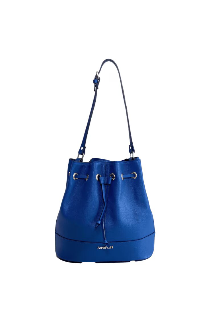 ANNA FELLINI Geanta dama piele - Saculet mic albastru - 30x12x30 cm