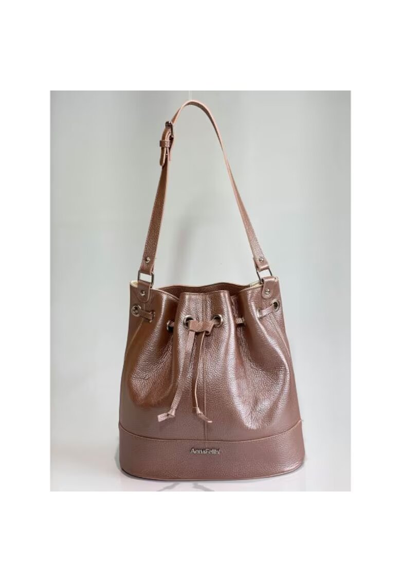 ANNA FELLINI Geanta dama piele - Saculet mic - roz - 30x12x30 cm