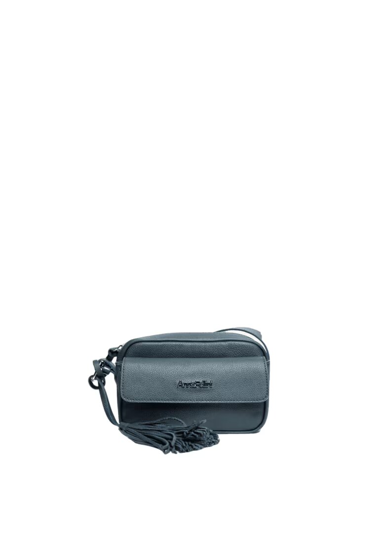 ANNA FELLINI Geanta dama piele - Thea - gri - 30x9x13 cm