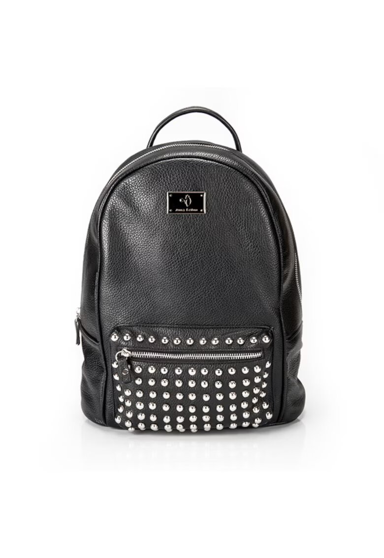 ANNA FELLINI Rucsac dama piele - 3 mare cu tinte - negru - 29 x 16 x 35 cm