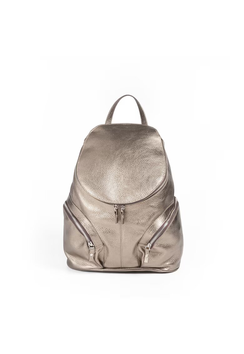 ANNA FELLINI Rucsac piele naturala - gri - 2 manere ajustabile - compartiment cu 3 buzunare
