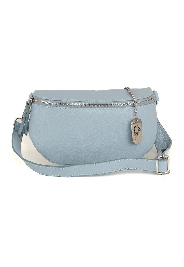 Anna Morellini Geanta crossbody de piele Berenice - Albastru pastel