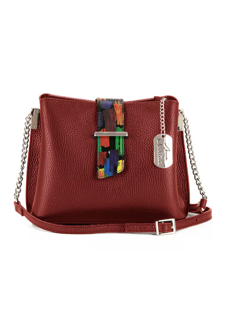 Anna Morellini Geanta crossbody de piele cu aspect texturat Vida - Maro cognac