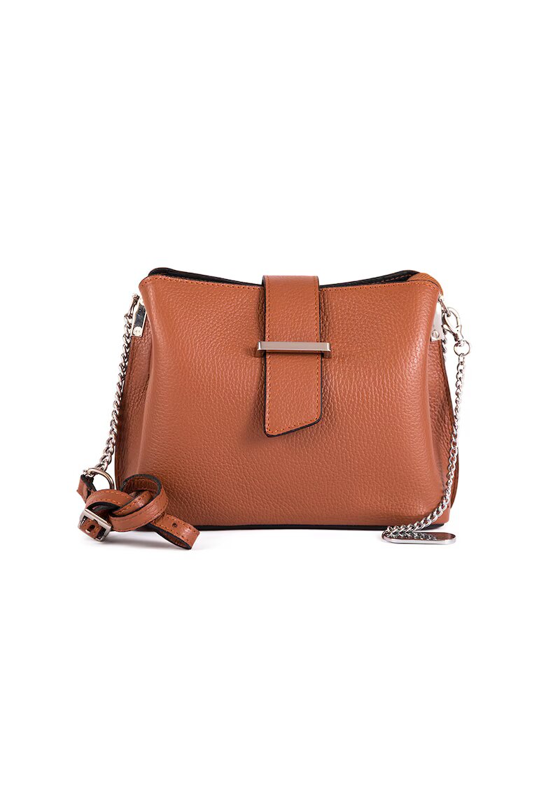 Anna Morellini Geanta crossbody din piele Ciosa - Maro scortisoara/Argintiu