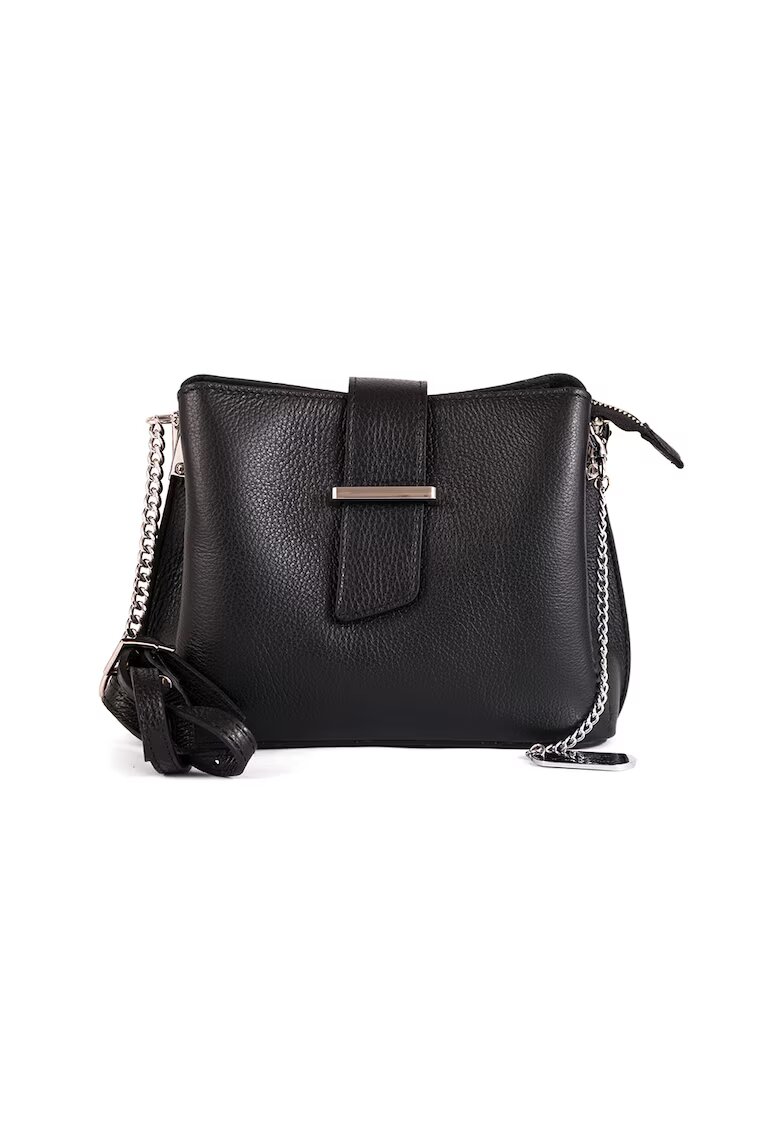 Anna Morellini Geanta crossbody din piele Ciosa - Negru/Argintiu
