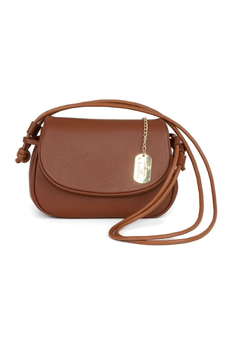 Anna Morellini Geanta crossbody din piele cu aspect texturat - Maro scortisoara