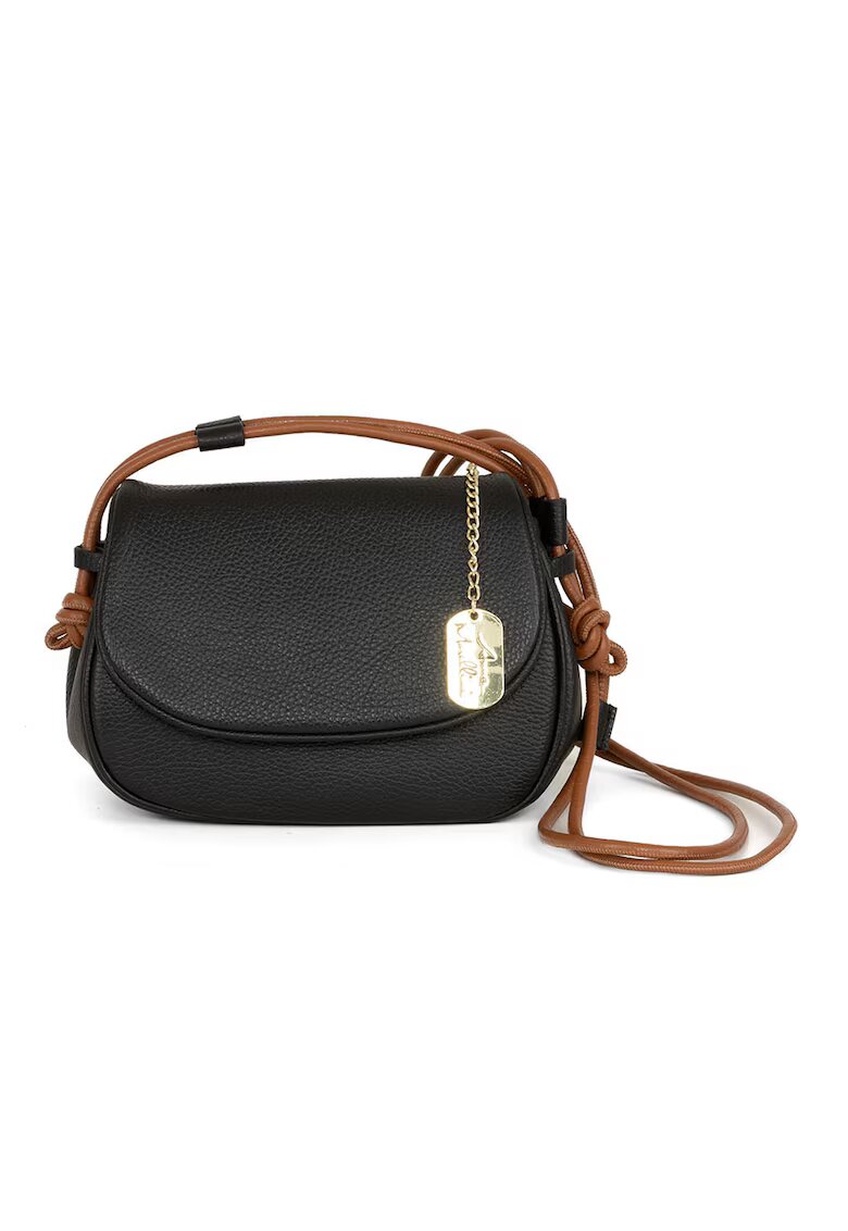 Anna Morellini Geanta crossbody din piele cu aspect texturat - Negru/Maro