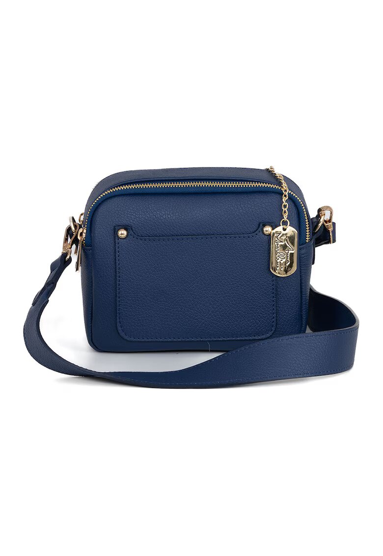 Anna Morellini Geanta crossbody din piele cu bareta detasabila - Albastru inchis