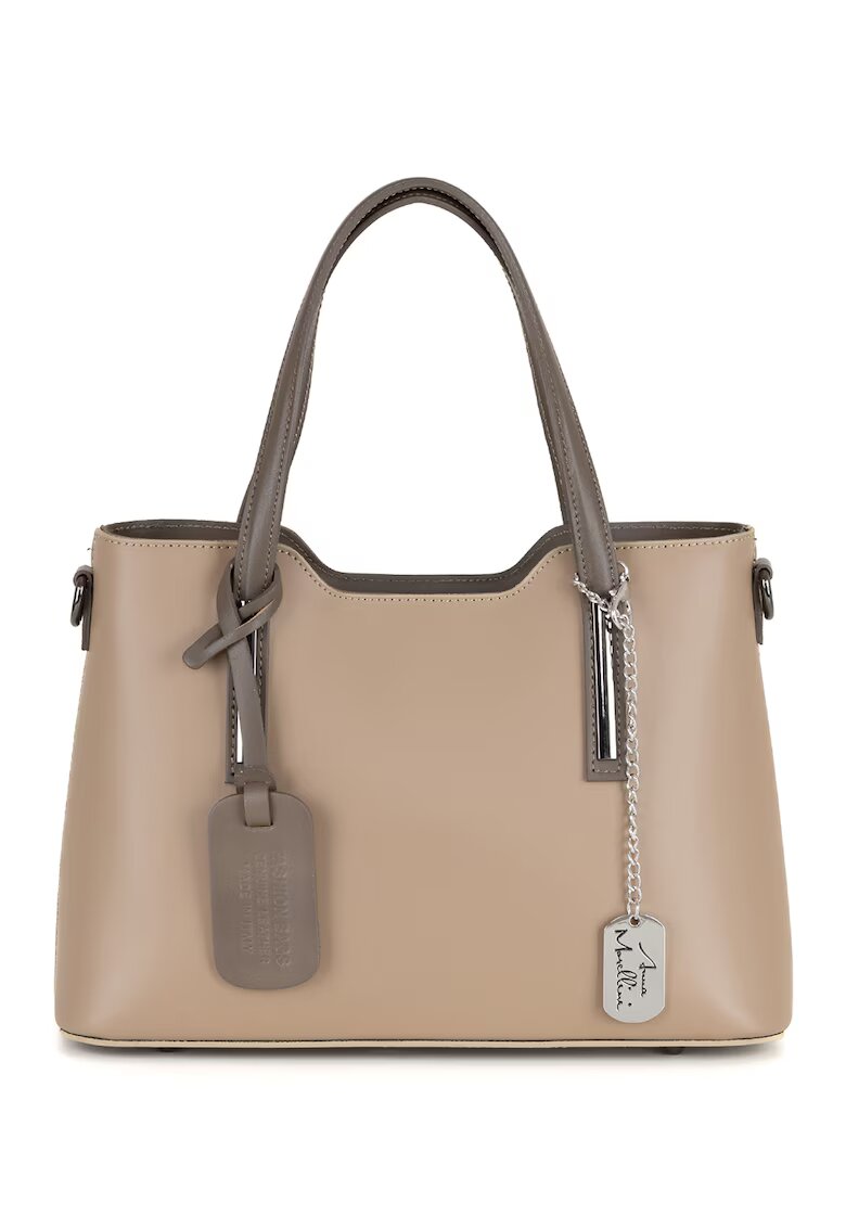 Anna Morellini Geanta piele cu bareta de umar1112 - Maro camel - 22 x 28 x 8 CM