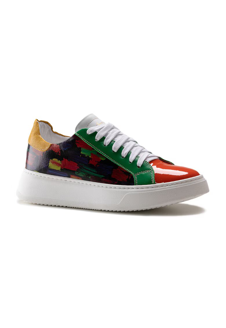 Anna Morellini Pantofi sport de piele cu imprimeu - Rosu/Verde/Galben mustar