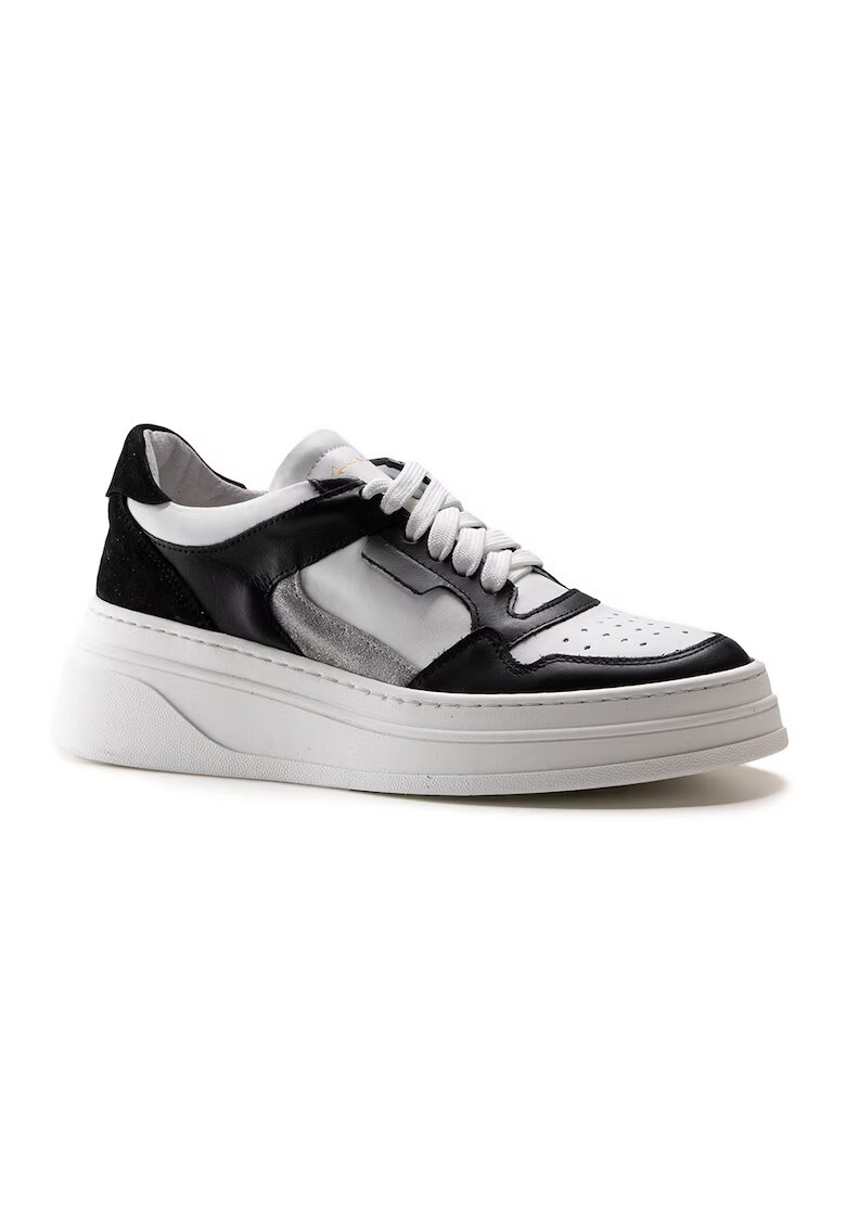 Anna Morellini Pantofi sport de piele cu model colorblock - Alb/Negru