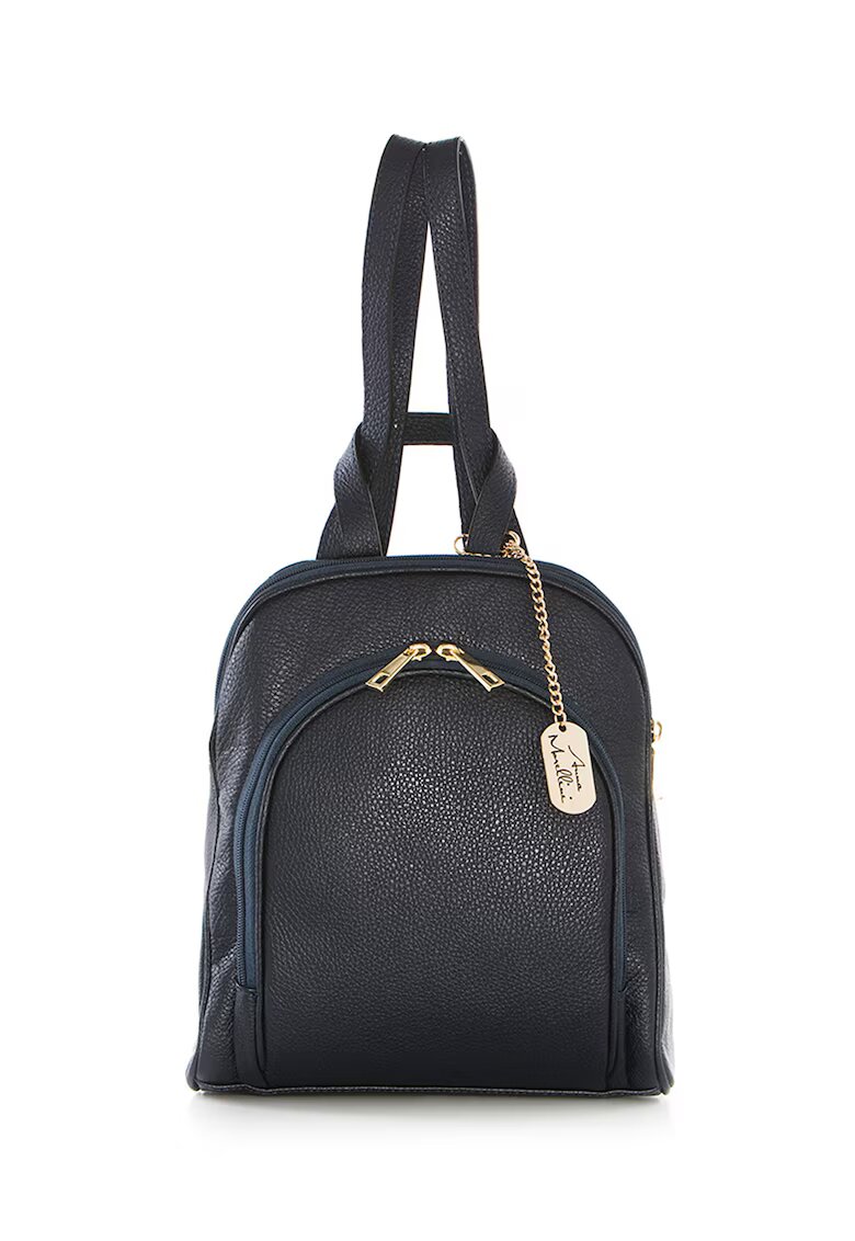 Anna Morellini Rucsac de piele cu accesoriu metalic Breta - Bleumarin