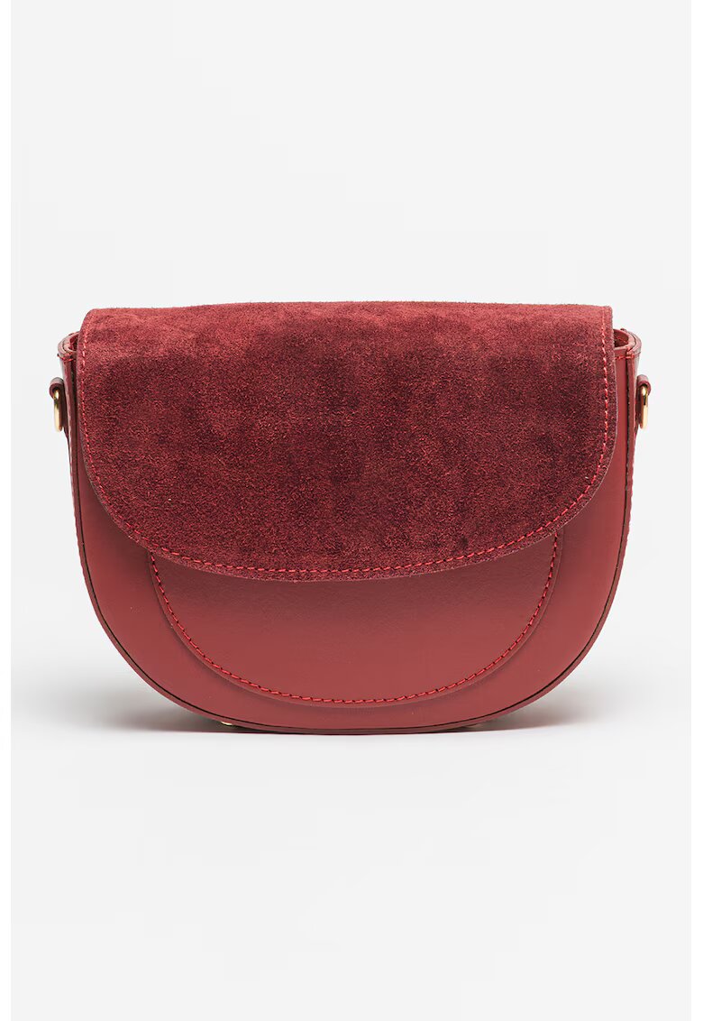 Antonia Moretti Geanta crossbody de piele cu bareta detasabila - Visiniu
