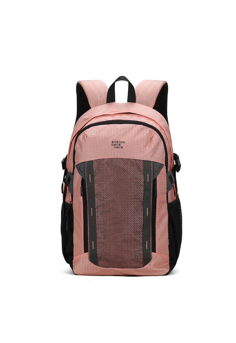 Aoking Rucsac textil cu buzunar frontal de plasa - Roz