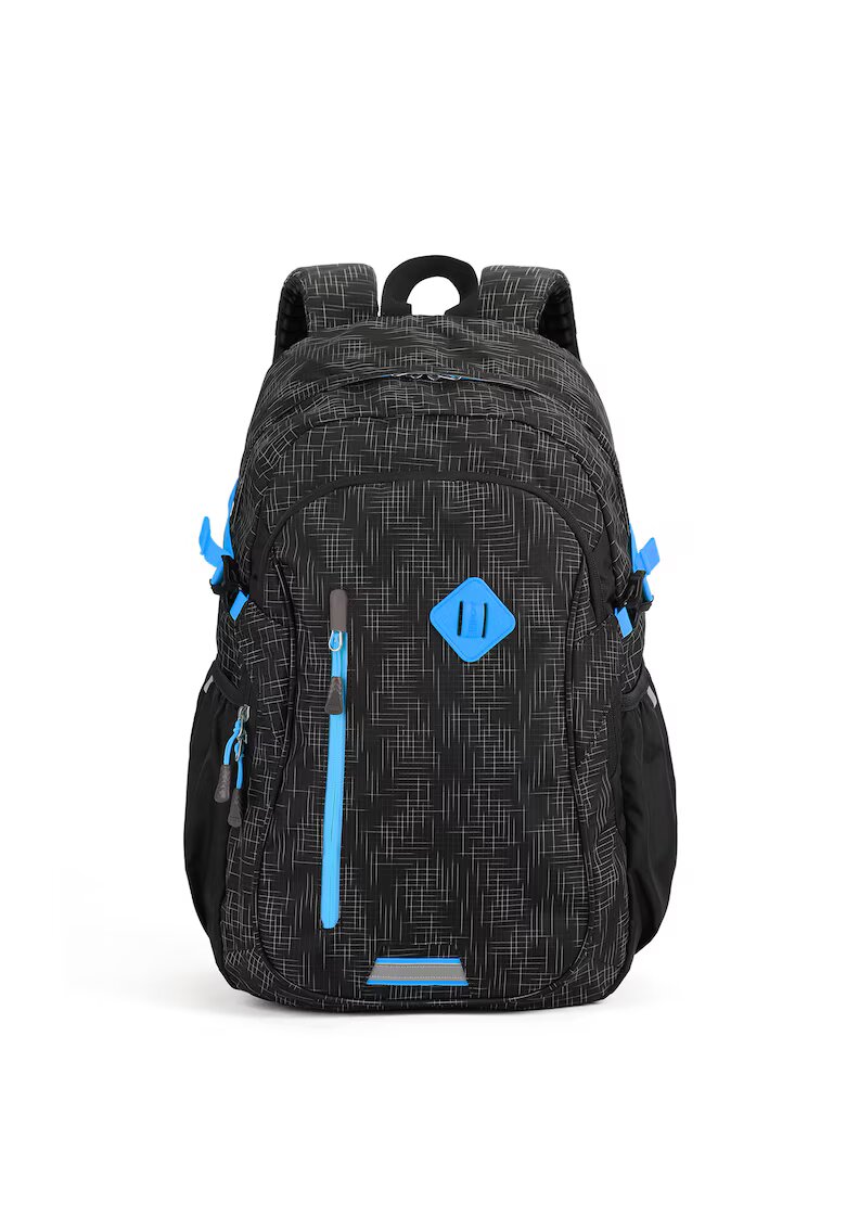 Aoking Rucsac unisex cu buzunare cu fermoar - Negru/Albastru